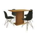 Ver imagem 6 de Mesa Jantar Londres Tampo Canela 120cm 4 Cadeiras Base Dourado Estofado Nude Médio