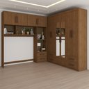 Ver mais imagens de Guarda-roupa Casal Modulado com Cama Paradise 10 Portas com Espelho 6 gavetas - Panorama Móveis