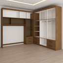 Ver imagem 7 de Guarda-roupa Casal Modulado com Cama Paradise 10 Portas com Espelho 6 gavetas - Panorama Móveis