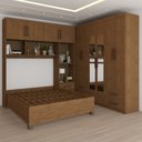 Ver imagem 5 de Guarda-roupa Casal Modulado com Cama Paradise 10 Portas com Espelho 6 gavetas - Panorama Móveis