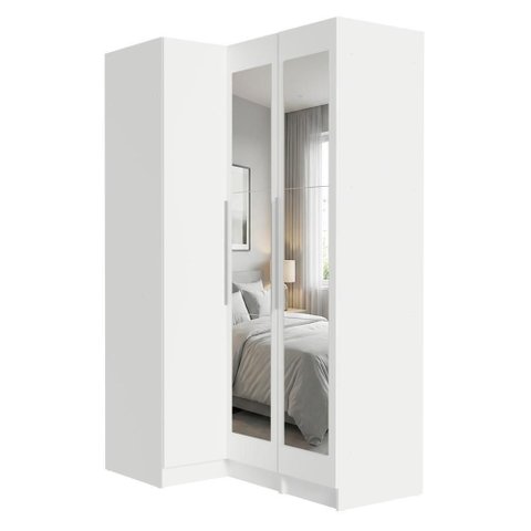 Guarda-roupa Modulado de Canto 3 Portas com Espelhos Branco Neo Madesa Branco