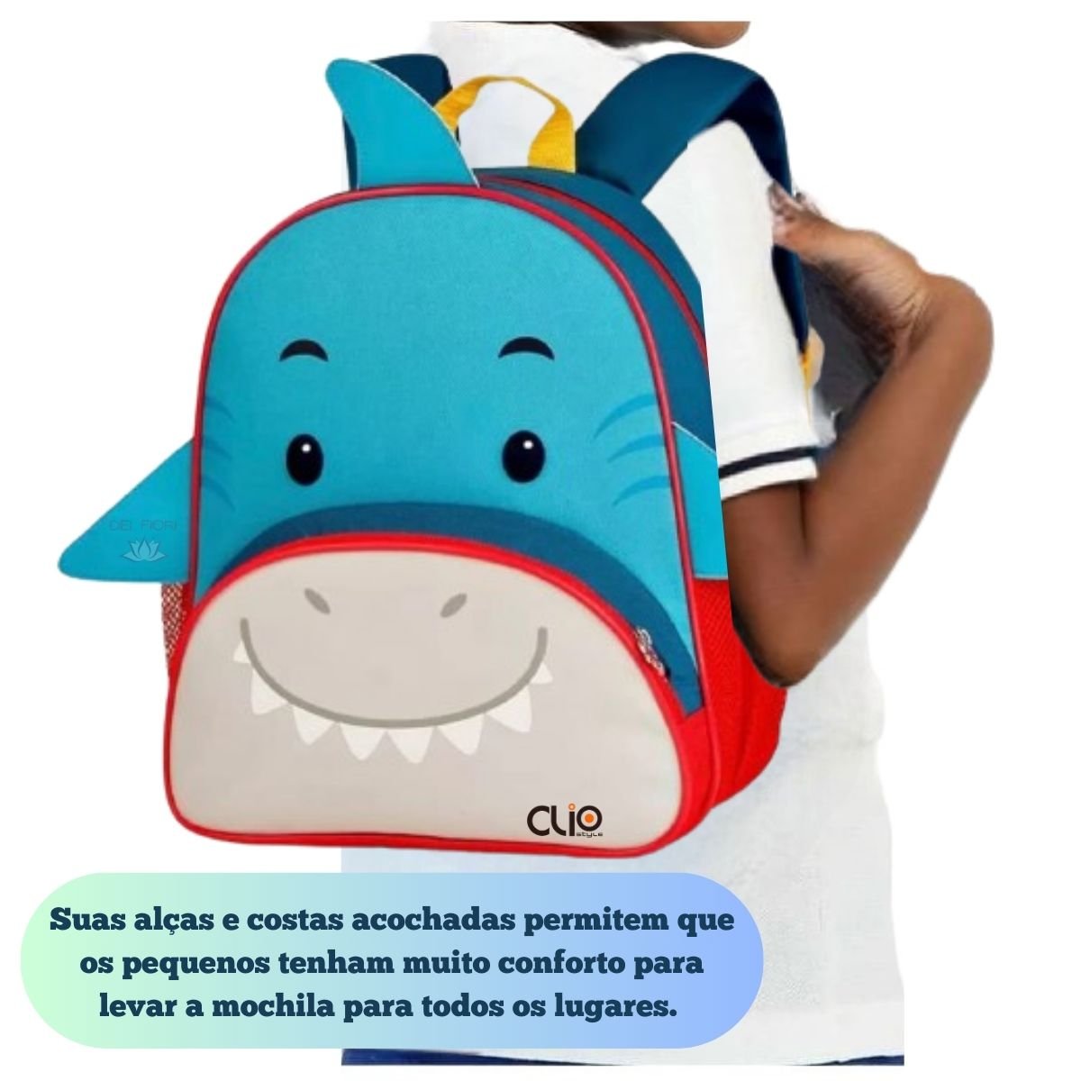 Mochila Infantil Escolar Clio Pet's com Alça Animais Cachorro Gato Pato Pinguim Tubarão Unicórnio Mo - 3