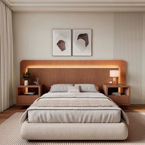 Cabeceira Casal Queen com 2 Mesas de Cabeceira Led 3000k e Tomadas 100% Mdf Mabel