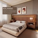 Ver imagem 4 de Cabeceira Casal Queen com 2 Mesas de Cabeceira LED 3000k e Tomadas 100% MDF Mabel