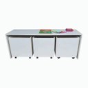 Ver imagem 2 de Mesinha com 3 Baús com Rodízios Organizador Brinquedos Infantil em MDF