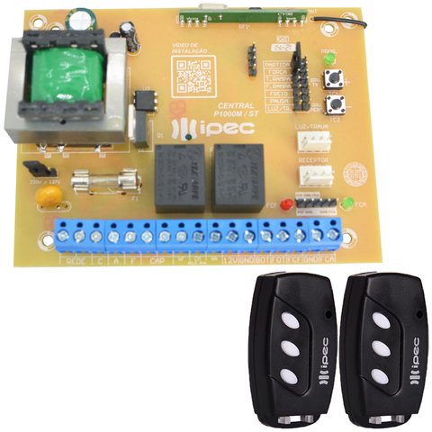 Placa Central de Comando Motor Portão Rossi Mx30 Kx30fs + 2 Controles 3 Canais com Clip de Fixação P