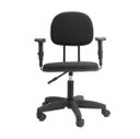 Ver imagem 1 de Cadeira Secretaria com Regulagem de Altura com Braço L Duplo Base com Rodízio Tecido Preto
