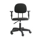 Ver imagem 1 de Cadeira Secretaria com Regulagem de Altura com Braço L Duplo Base com Rodízio Tecido Preto