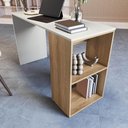 Ver imagem 4 de Mesa Escrivaninha 120cm Base com 2 Nichos Laterais Abertos Cor:arenas com Mel