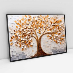 Quadro Árvore da Vida Serene Forest Folhas Brancas Douradas Sala Quarto Casa Escritório - 5