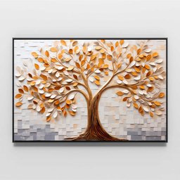 Quadro Árvore da Vida Serene Forest Folhas Brancas Douradas Sala Quarto Casa Escritório - 6