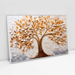 Quadro Árvore da Vida Serene Forest Folhas Brancas Douradas Sala Quarto Casa Escritório - 3