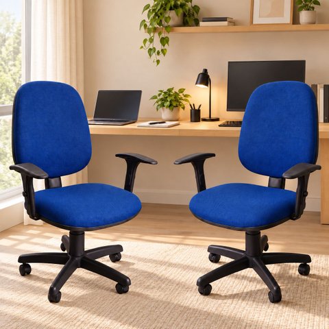 Kit 2 Cadeira Escritório NR17 Ergonômica Work Executiva Tecido com Rodinhas até 130 kg