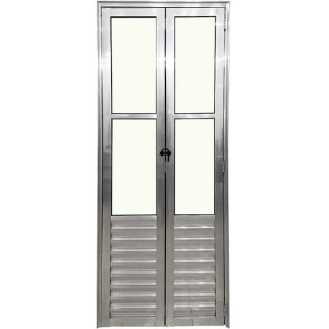 Porta de Aluminio Camarão Palheta Vidro Mini Boreal com Trinco Linha Premium:2,10 X 0,80/esquerda/br