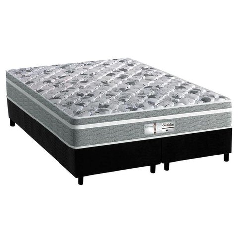 Cama Box Queen: Colchão Molas Probel MasterPocket Ensacadas Evolution + Base CRC Suede Black(