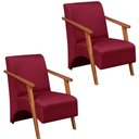 Ver imagem 1 de Kit 2 Poltrona Venus 1 Lugar Braço Madeira Maciça Tecido Suede Unidecor Bordô