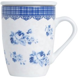 2 Canecas Infusor Chá de Porcelana com Tampa 310ml Lyor Grécia Super White - 3