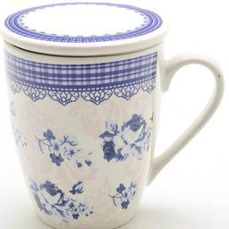 2 Canecas Infusor Chá de Porcelana com Tampa 310ml Lyor Grécia Super White - 9