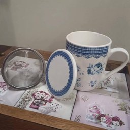 2 Canecas Infusor Chá de Porcelana com Tampa 310ml Lyor Grécia Super White - 2