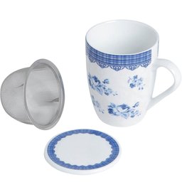 2 Canecas Infusor Chá de Porcelana com Tampa 310ml Lyor Grécia Super White - 7