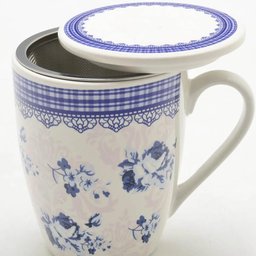 2 Canecas Infusor Chá de Porcelana com Tampa 310ml Lyor Grécia Super White - 6