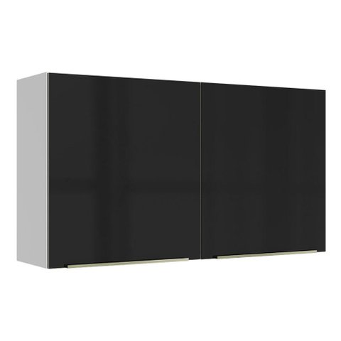 Armário Aéreo Madesa Lux 120 cm 2 Portas Branco/Preto