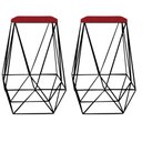 Ver imagem 1 de Kit 02 Banqueta Alta Loli Gourmet Industrial Cozinha Bar Balcão Bistrô Ferro Preto Suede Vermelho