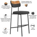 Ver imagem 4 de Kit 06 Banquetas Alta Bar Cozinha Sala Jantar Whisky Elira L02 Couríssimo Whisky Linho Chumbo -