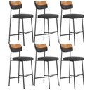Ver imagem 1 de Kit 06 Banquetas Alta Bar Cozinha Sala Jantar Whisky Elira L02 Couríssimo Whisky Linho Chumbo -