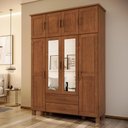 Ver imagem 4 de Guarda Roupa Casal com Espelho 8 Portas 2 Gavetas Madeira Maciça Selena F06 Castanho - Lyam Decor