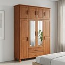 Ver imagem 3 de Guarda Roupa Casal com Espelho 8 Portas 2 Gavetas Madeira Maciça Selena F06 Castanho - Lyam Decor