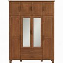 Ver imagem 2 de Guarda Roupa Casal com Espelho 8 Portas 2 Gavetas Madeira Maciça Selena F06 Castanho - Lyam Decor