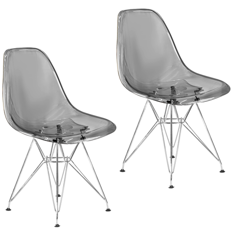 Kit 2 Cadeiras Charles Eames Cristal Eiffel Designer