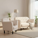 Ver imagem 1 de Kit Namoradeira + 1 Poltrona Decorativa Dália Bouclé Marfim