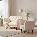 Ver imagem 2 de Kit Namoradeira + 1 Poltrona Decorativa Dália Bouclé Marfim