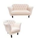 Ver imagem 3 de Kit Namoradeira + 1 Poltrona Decorativa Dália Bouclé Marfim