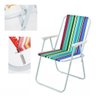 Cadeira Dobravel Praia Camping com Mola Pesca Jardim Varanda Alta Banqueta Encosto Alta - 1