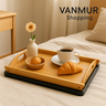 Kit 3 Bandejas de Bambu Retangular para Cozinha com Alca de Servir Multiuso - 4
