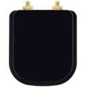 Ver imagem 1 de Assento Sanitário MDF Soft Close Quadra Preto para Vaso Deca com Ferragem Dourada