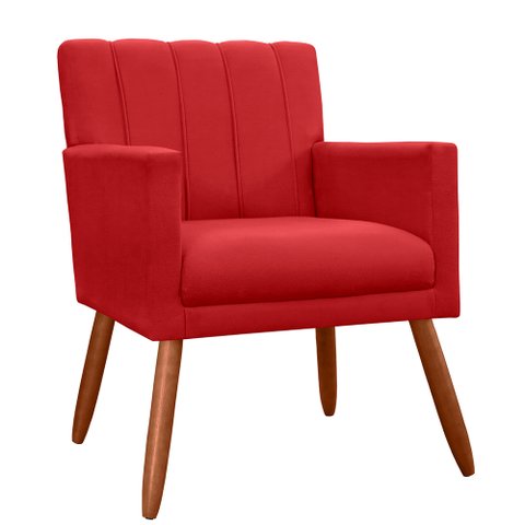 Poltrona Decorativa Cecília Suede Cores Variadas - DS Estofados - Vermelho