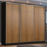 Guarda-Roupa Casal 100% MDF Madesa Zurique 3 Portas de Correr Preto/Rustic Cor:Preto/Rustic - 1