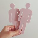 Ver imagem 2 de Quadro/placa Sinalização Mas/fem Banheiro Unissex Indicativa:Rosa Claro