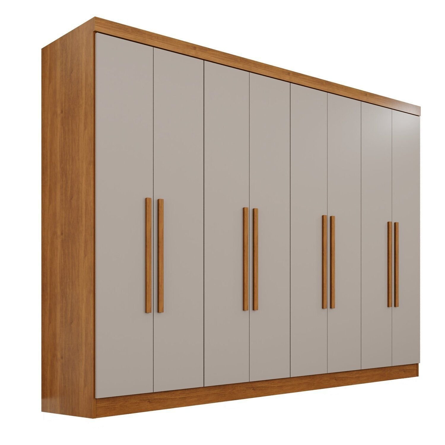 Guarda-Roupa Casal 8 Portas 4 Gavetas França Off White/Cinamomo