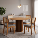 Ver imagem 1 de Conjunto Sala de Jantar Redonda MDF com 4 Cadeiras Flora Marrom/Cinamomo/Cinza