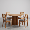 Ver imagem 2 de Conjunto Sala de Jantar Redonda MDF com 4 Cadeiras Flora Marrom/Cinamomo/Cinza