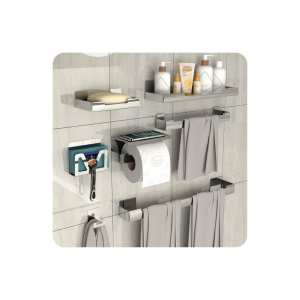 Kit de Acessórios para Banheiro Inox com Adesivo 7 Pcs F.elg