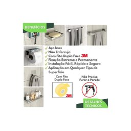Kit de Acessórios para Banheiro Inox com Adesivo 7 Pcs F.elg - 5