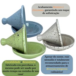 Saleiro Marroquino Tagine Porcelana Resistente Rita Lobo Verde Mesclado Prattos - 4