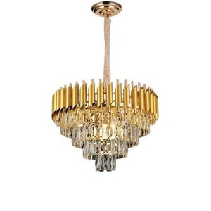 Lustre Sindora Dcd06624 Metal Dourado/ Cristal Transparente Φ50x29cm E14x8