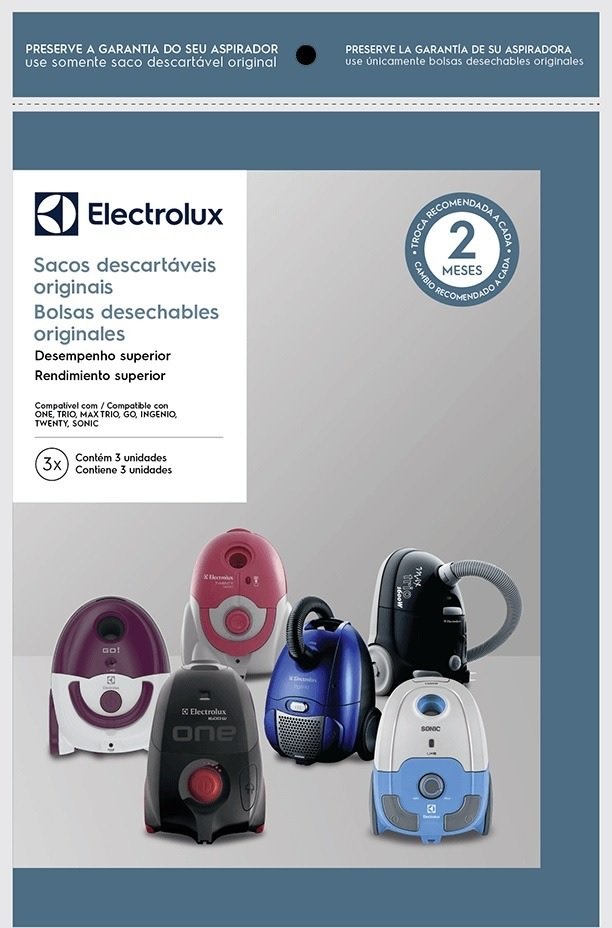 Kit 9 Sacos Sbeon Aspirador de Pó One Max Trio Go Twenty Sonic Ingenio Original Electrolux - 2